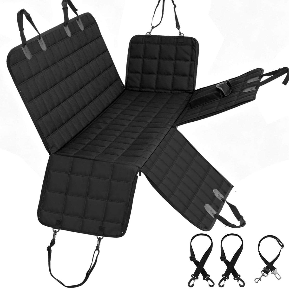Dog Car Seat Covers for Back Seat (Black / Regular 54"W x 58" L)