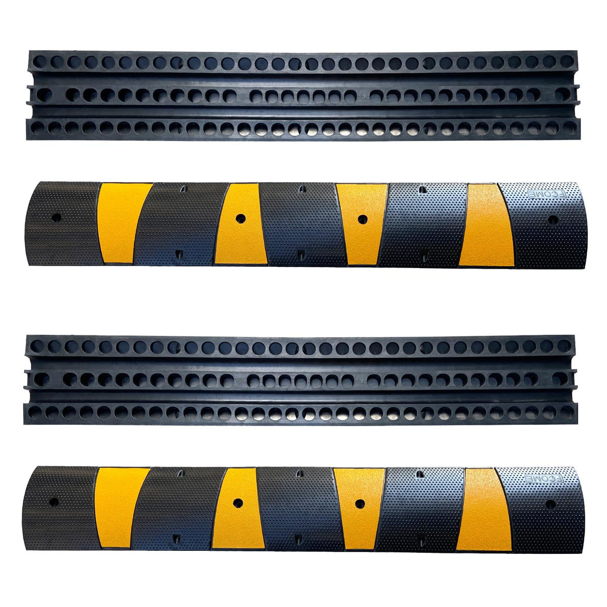 Rubber Speed Bump 6 Feet Rubber Driveway Modular Heavy Duty Speed 72.4 x 12 x 2.4 Inch Cable Protector Ramp for Garage Gravel Roads Asphalt Concrete (2 pack 6ft speed bump)