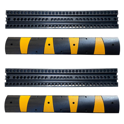 Rubber Speed Bump 6 Feet Rubber Driveway Modular Heavy Duty Speed 72.4 x 12 x 2.4 Inch Cable Protector Ramp for Garage Gravel Roads Asphalt Concrete (2 pack 6ft speed bump)