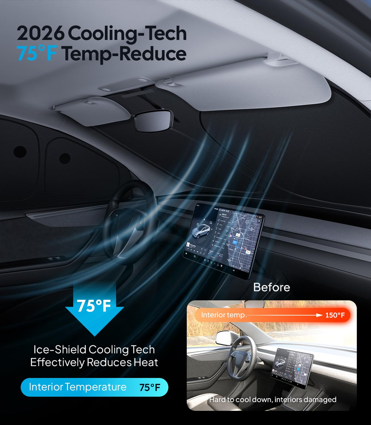 2026 8PC Full Set Window Sunshade for Tesla Model Y Juniper 2025 (8PCS for Model Y Juniper)