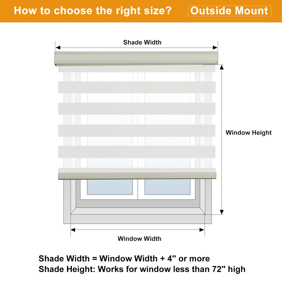 Cordless Zebra Blinds for Windows Free (34"w X 72"h / Cream)