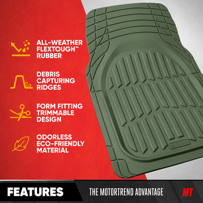 Green Rubber Car Mats Full Set (Full Set (Sedans, Compact) / Green (Compact))
