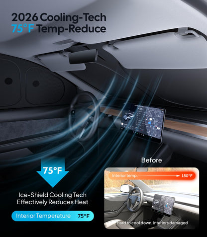 2026 8PC Full Set Window Sunshade for Tesla Model Y 2020 (8PCS for Model Y 2020-2024)
