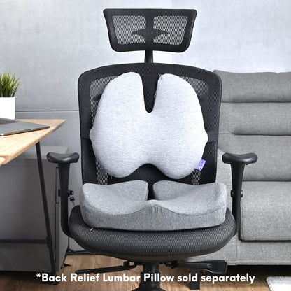 Patented Pressure Relief Seat Cushion for Long Sitting Hours on Office (Gray)