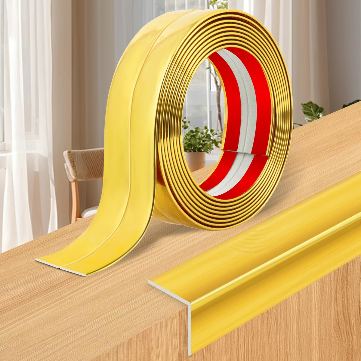Wall Corner Protector Moulding Trim Peel and Stick (Gold / 1.6 In x 40 Ft)
