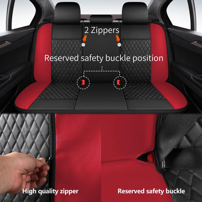 Solid Black Full Set Car Seat Covers (N1 Black Red / Full Set)