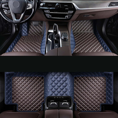 Car Floor Mat Fit 99% Sedans Sports Cars Luxury Custom Car Mats for SUV Women Leather Automotive Floor Mats All Weather Car Mats Diamond Floor Mats for Trucks (3D Luxury Blue + Dark Brown)