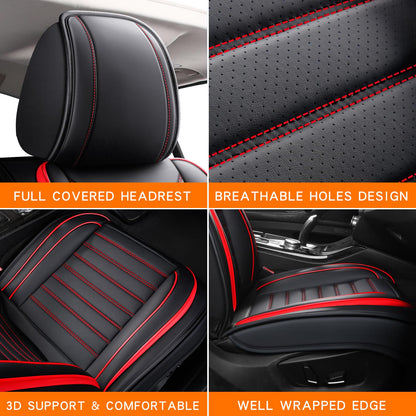 Leather Car Seat Covers Full Set (Red 2/Full Set)