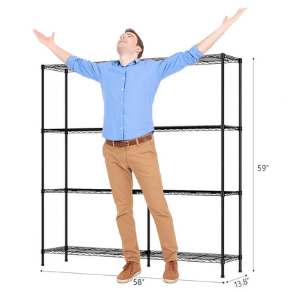 58" W Storage Shelves 1220LBS Heavy Duty Metal Shelving (Black / 58"W × 13.8"D × 59"H)