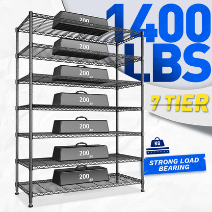 82.6" H 7 Tier Metal Shelving Unit 1400LBS Adjustable Shelves (45" W x 82.6" H x 13.5" D)