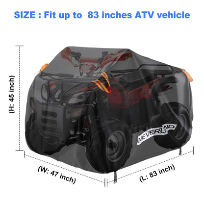 ATV Cover 300D Waterproof Heavy Duty 4 Wheel Quad Cover up to 82" (black(Upgrade） / XL:82.68"L x 47.24"W x 45.28"H)