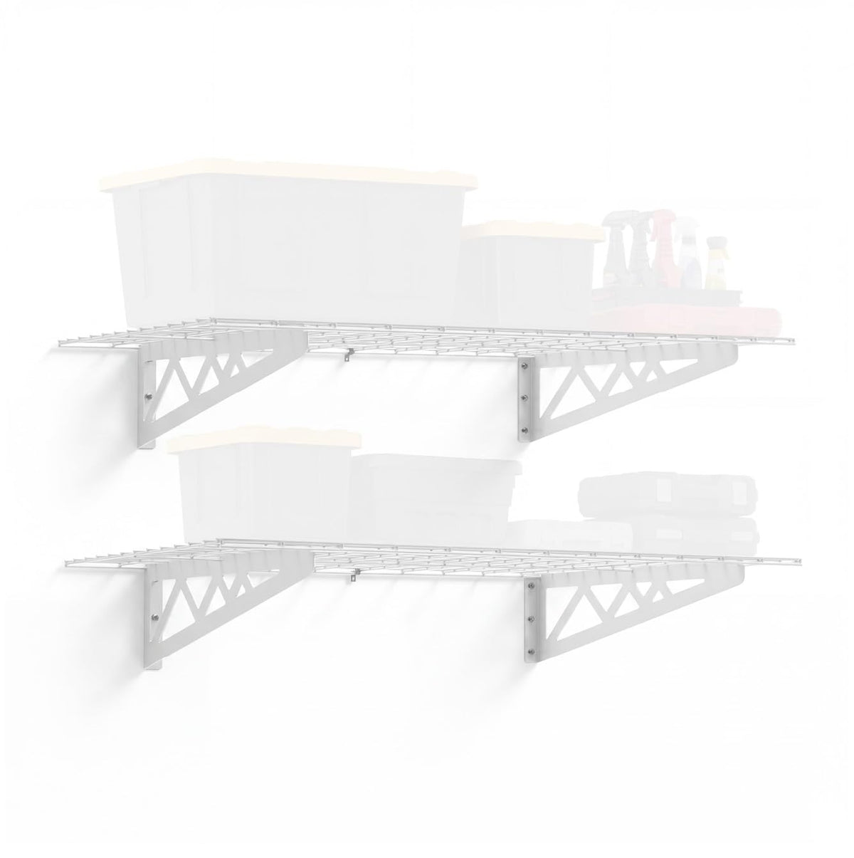 2 Pack 24x48 Steel Garage Wall Shelf with Hooks (24"x48" (2-Pack) / White)