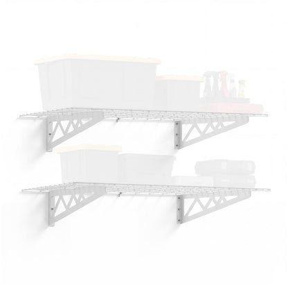 2 Pack 24x48 Steel Garage Wall Shelf with Hooks (24"x48" (2-Pack) / White)