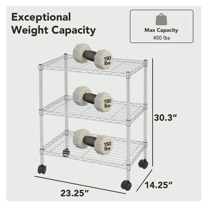 3 Tier Wire Shelving Unit Storage Rack (3 Tier - 14"W x 24"L / Chrome)