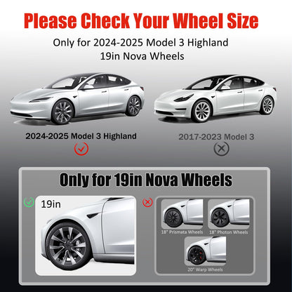 Rim Protector for Tesla 2024 2025 2026 Model 3 Highland 19 Inch Nova Wheels Cover All (Silver / 2024-2025 Model 3 Highland 19in)