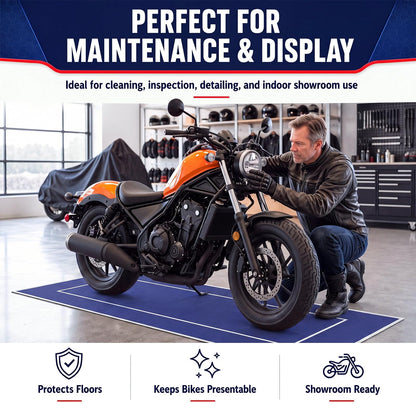 Motorcycle Mat Garage Floor Rug Washable Parking Mats for Garage Floors Non Slip Oil Absorbent Pad Rubber Backing Layer Protects Floor (Blue / 78 X 31 Inch)