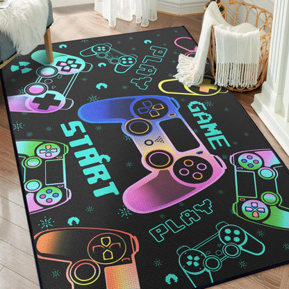 Play Gaming Rug for Bedroom Gamer Mat Gamepad for Boys Room 59"x39" for Playroom Decor Washable (3'3"x 5' / Game01)