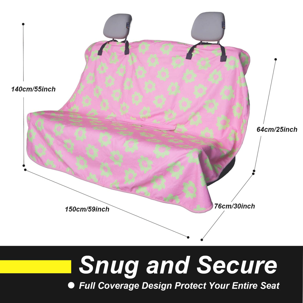 Back Seat Cover for Car Trucks Van SUV Jeep (Rear Bench Seat Towel / Flower and Pink)