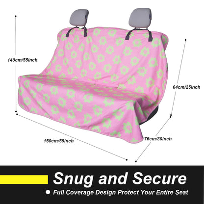 Back Seat Cover for Car Trucks Van SUV Jeep (Rear Bench Seat Towel / Flower and Pink)