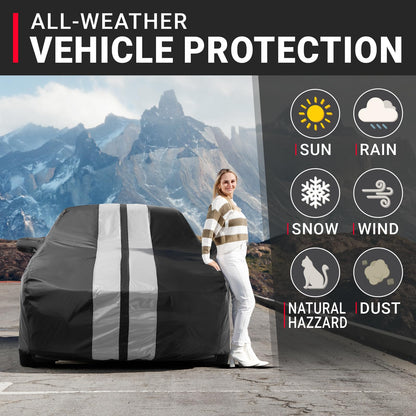 Car Cover Waterproof All Weather for 1982 (Black / Gray (Stripe) / 1. Pontiac 6000 1982-1991)