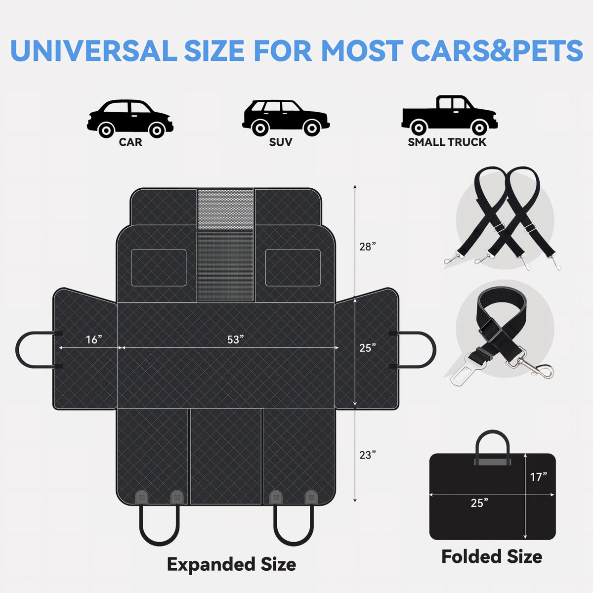 High Barrier Dog Car Seat Cover (Black / For Cars/Mid-Size SUV/Small Truck)