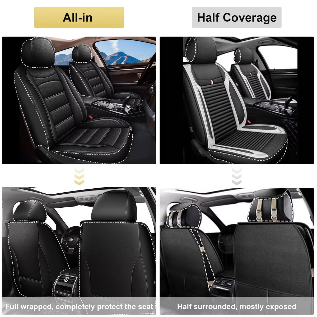 Car Seat Covers for Hyundai Ioniq 2017 (#017 Black / 7.IONIQ-2 front seat covers only)