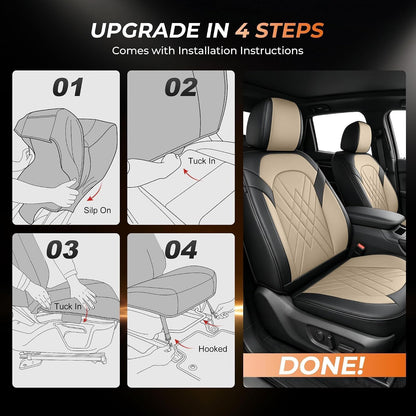 2 Front Car Seat Covers for Subaru Impreza 2012 (#057 Black&Beige / 21. Impreza 2012-2026-2 Front Seat Covers Only)