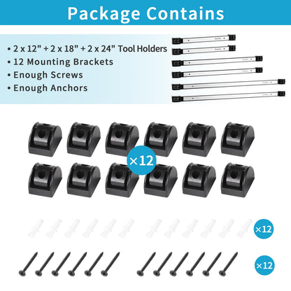 12" 18" 24" Magnetic Tool Holder Strip (Silver 6PC / 12" 18" 24")