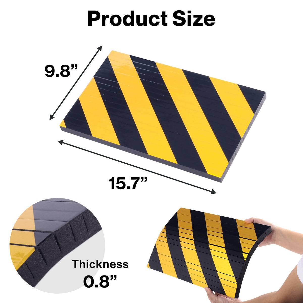 Garage Wall Protector 15.7" H x 9.8" W (Black & Yellow - Column)