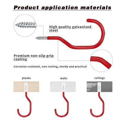 Red  Garage Hooks for Hanging Bikes (12 Pack / Red)