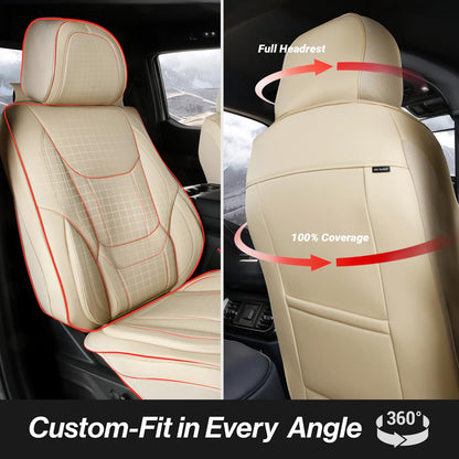 Premium Custom Fit Truck Car Seat Covers Front Seats Waterproof (A33 (See Vehicle Size Chart) / Front - Beige)