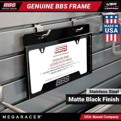 Authentic BBS Matte Black License Plate Frame (BBS Black / 1 Piece)