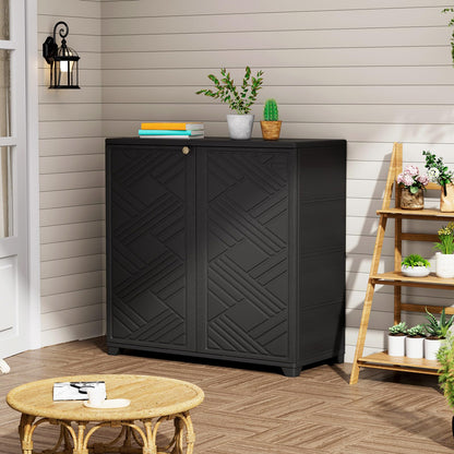 Indoor Outdoor Storage Cabinet Waterproof (Cabinet, Black)