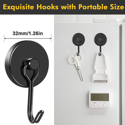 Black Magnetic Hooks Heavy Duty 120LB Swivel Strong Magnet Hook (Black / 1.26in)