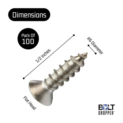 6 x 1 2'' Stainless Steel Flat Head Phillips Wood Screw (#6 X 1/2'')