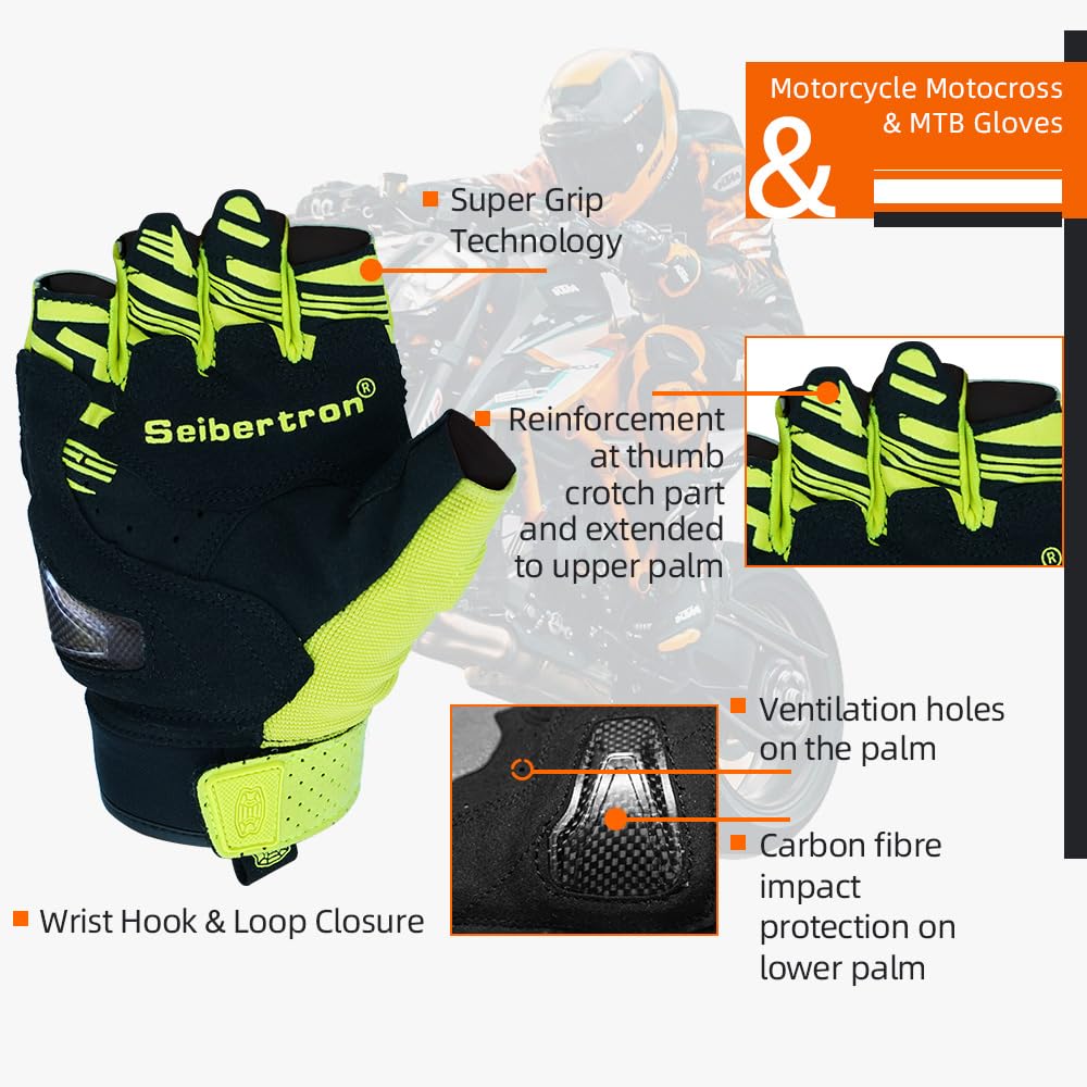 SPS 5 Unisex Touchscreen Road Racing Motorcycle MTB Sports Gloves Also fit BMX MX ATV Mountain Bike Bicycle Cycling Off (Yellow SPS-5 / M Adult)