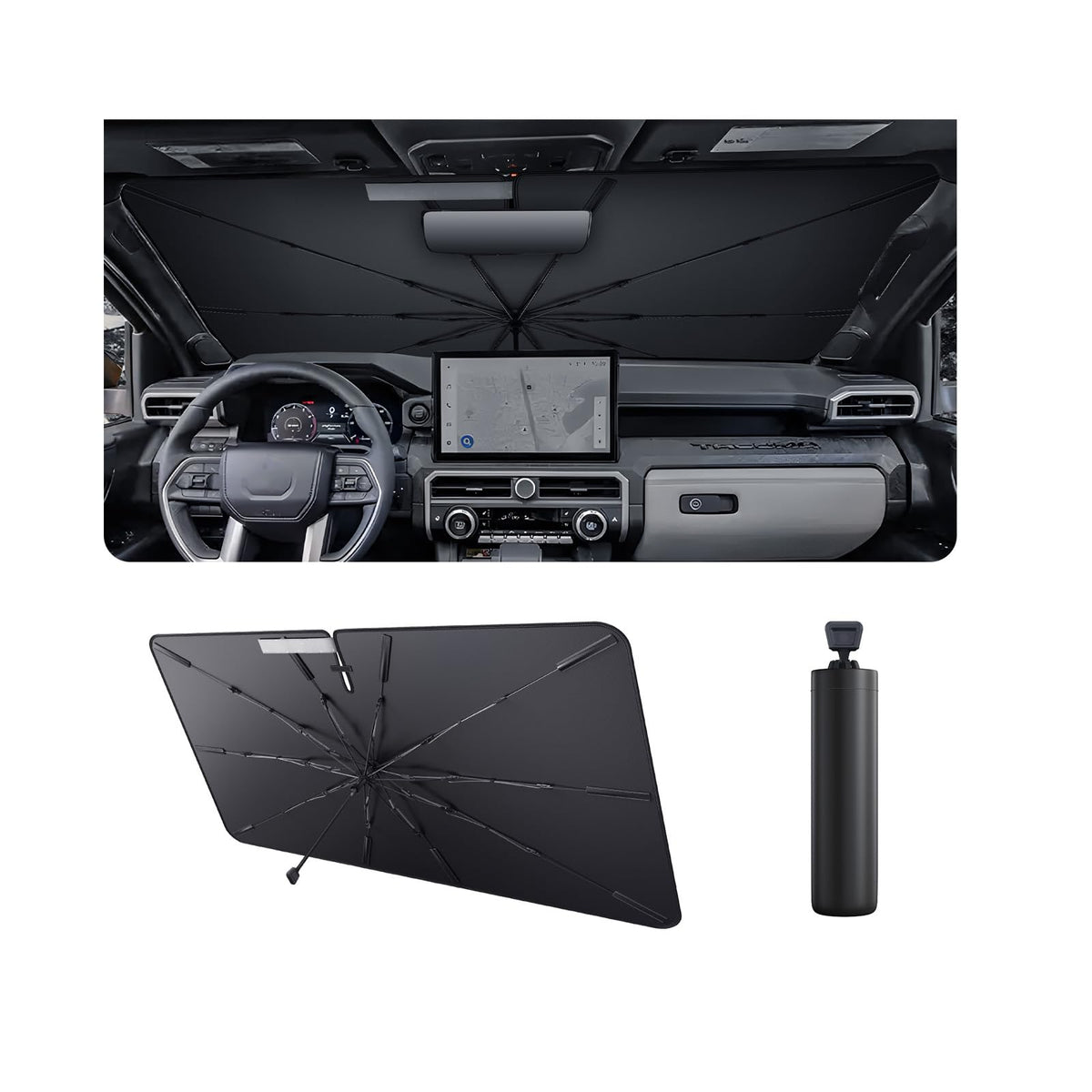 2025 4Runner Car Windshield Sun Shade Windshield Sunshade Umbrella [Star Fabric] Protect Car from Sun Rays&Heat Damage Keeps Vehicle Cool (2025 4Runner)