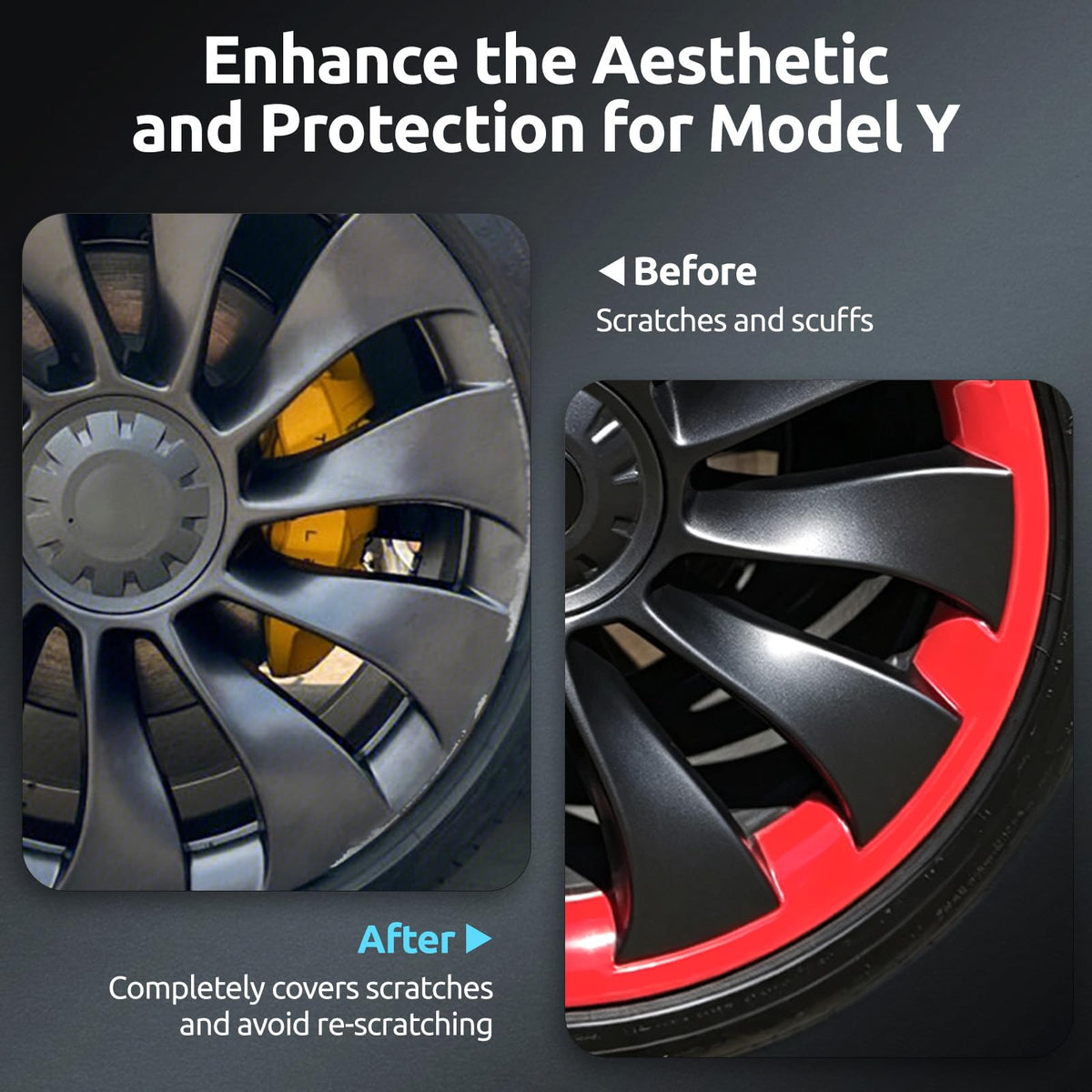 Wheel Rim Protector for Tesla Model Y Performance 21 Inch Überturbine Wheels All (Red / 2020-2024 Model Y 21in)