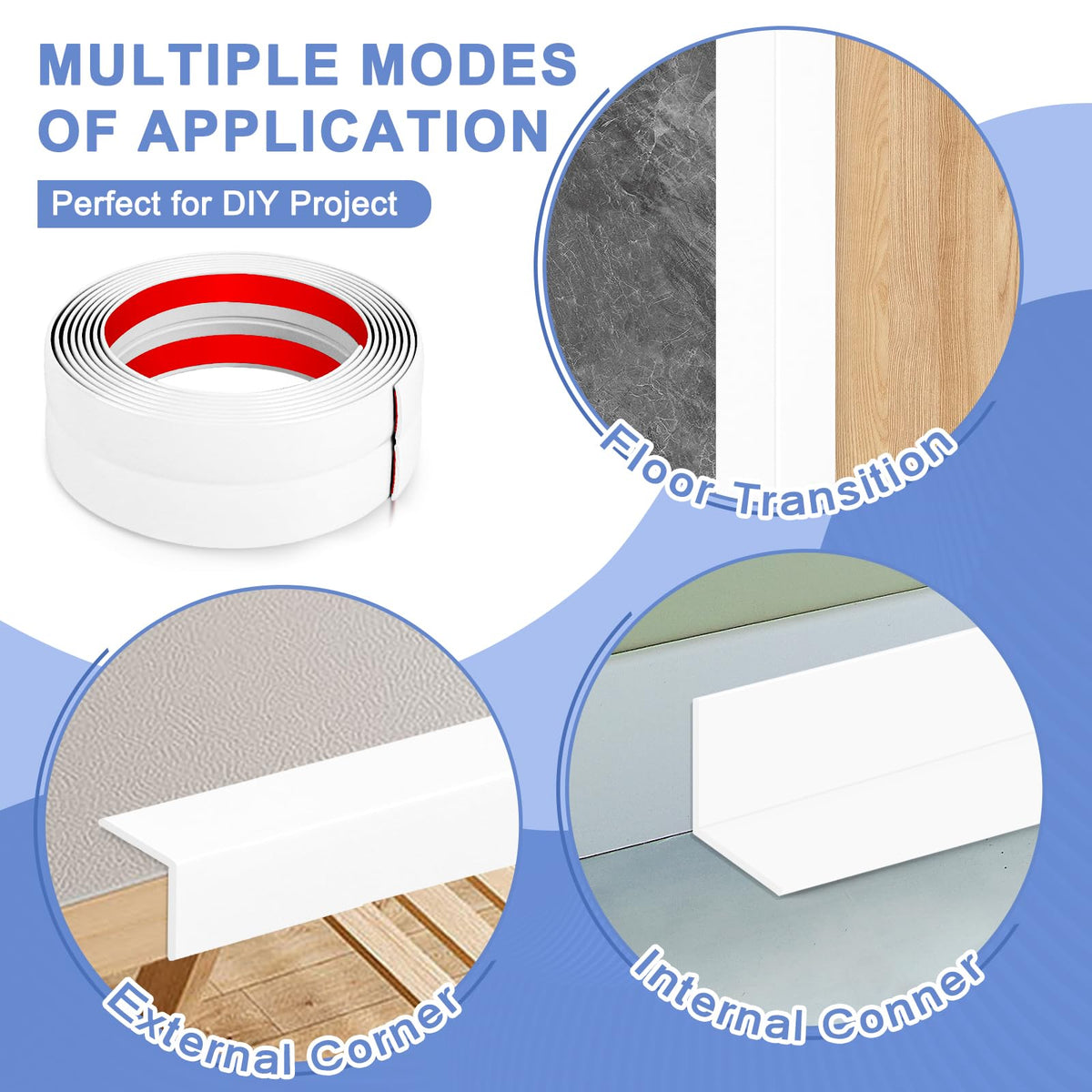 Wall Corner Protector Moulding Trim Peel and Stick (White / 0.8 In x 40 Ft)