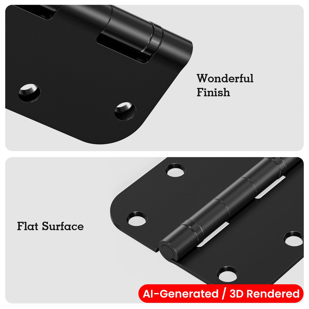 Rounded Matte Black Door Hinges 3.5" 5 (Matte Black-Rounded / 1 Pack-Ball Bearing-lasting no squeak)