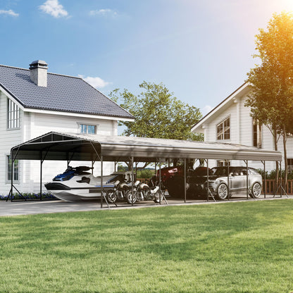 20'x40' Carport with Galvanized Steel Roof (Black / 20X40 FT)