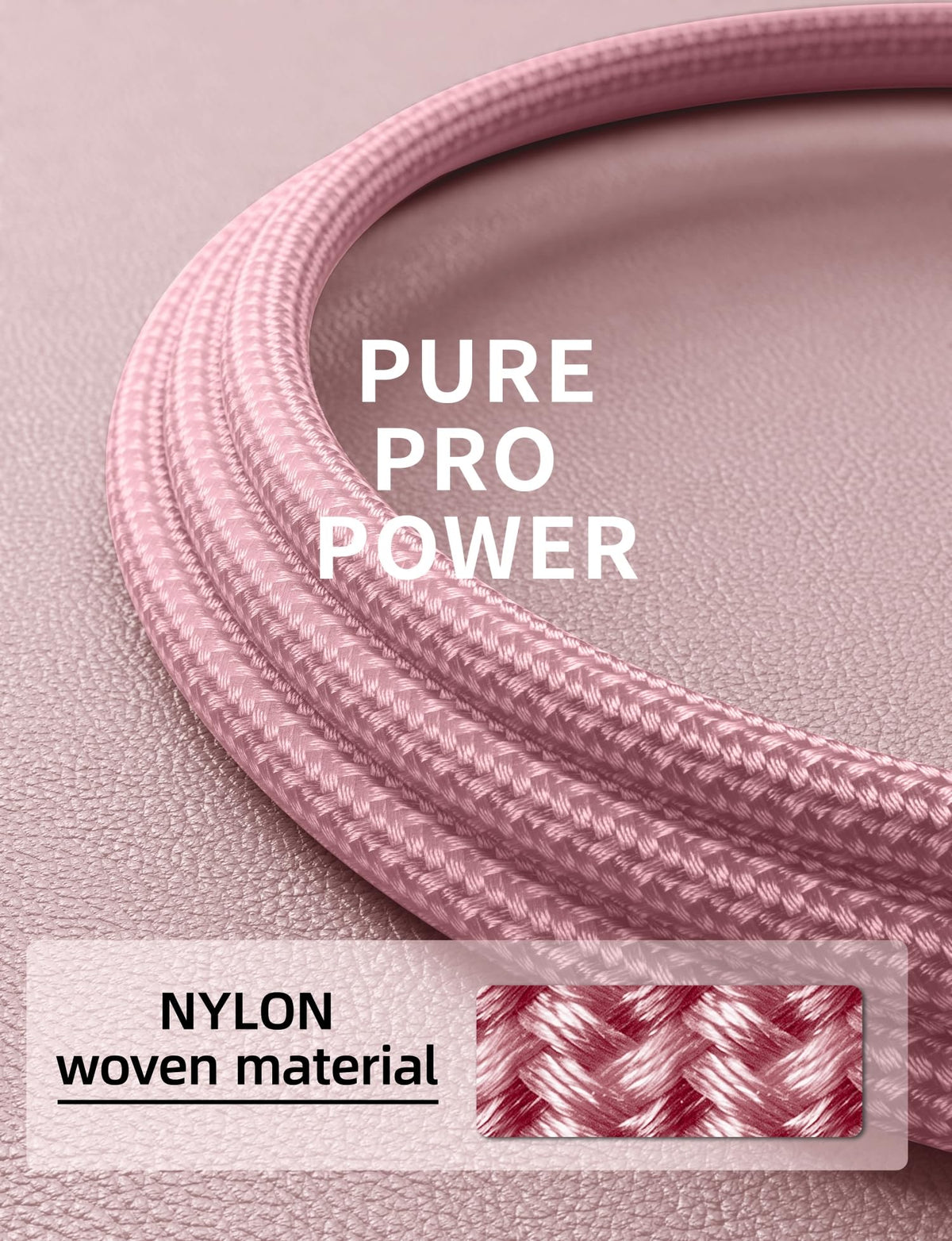 USBC to USBC Cable Fast Charging 66W (3FT / USB C to USB C / Pink)