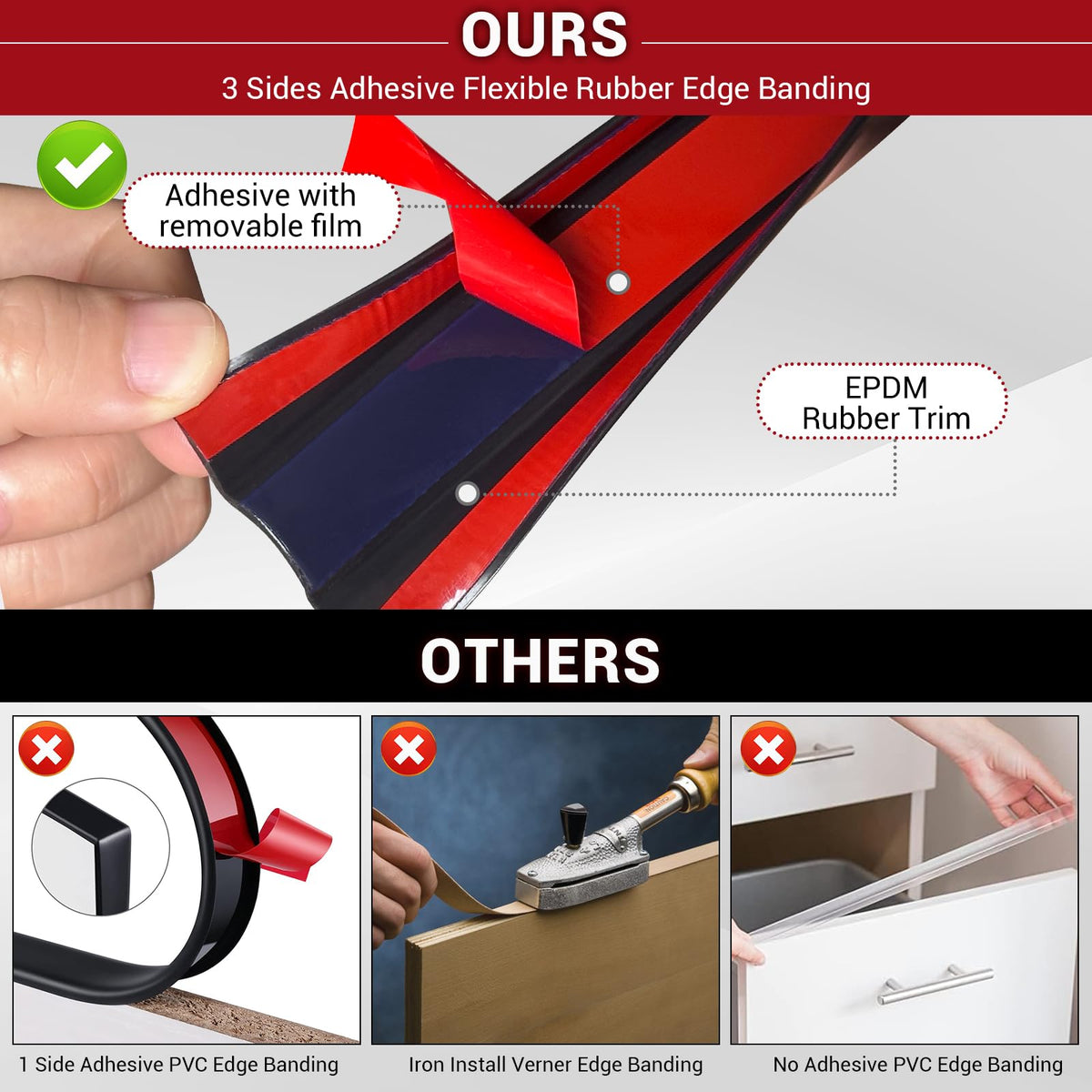 Rubber Edge Trim (Fit 2" - L20' / Black)