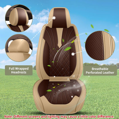 Front Set Car Seat Covers Fit for Toyota RAV4 2007 (099 Beige&Brown / 2-RAV4-2 front seat covers only)