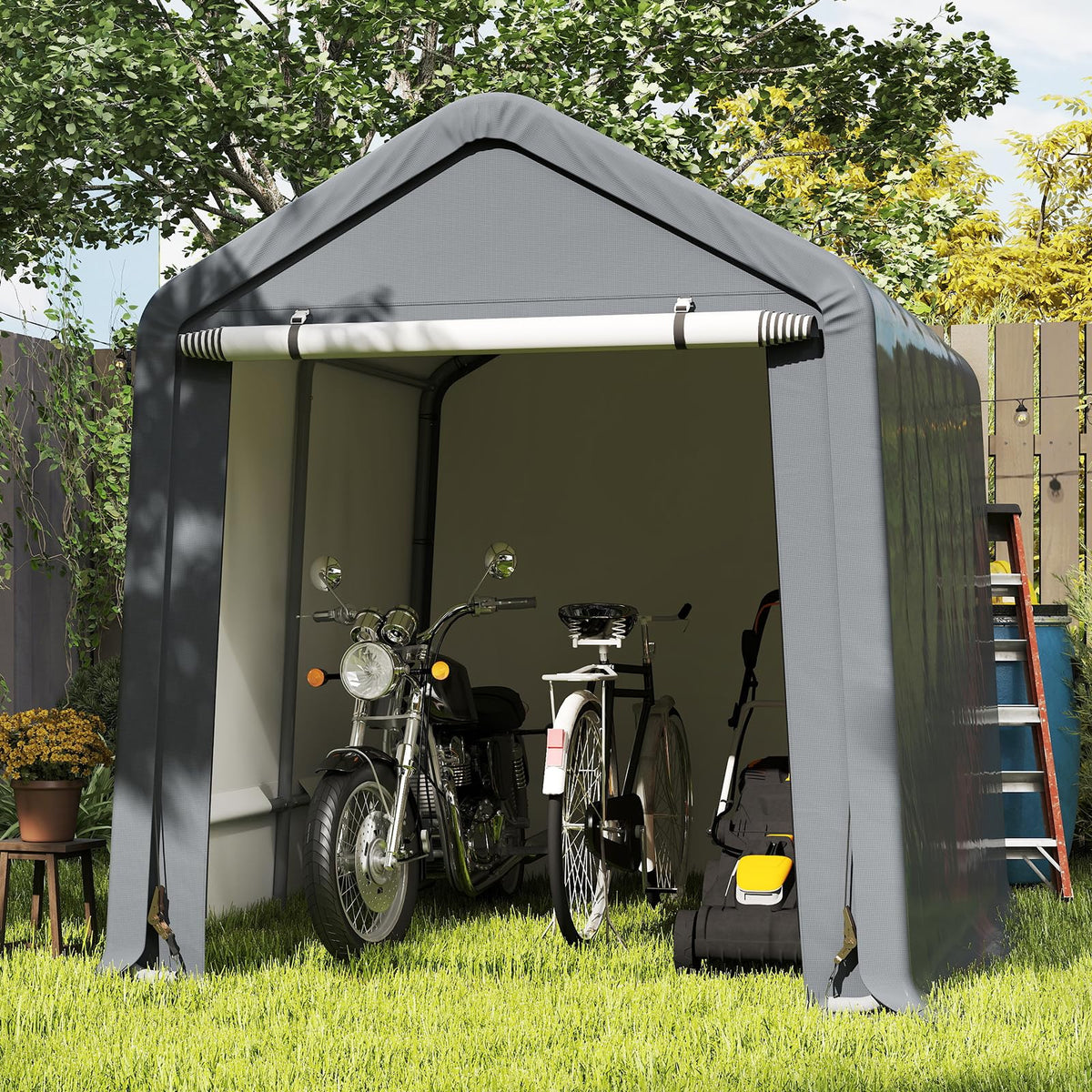 8x6.5Ft Portable Shed (Gray / 8x6.5Ft)