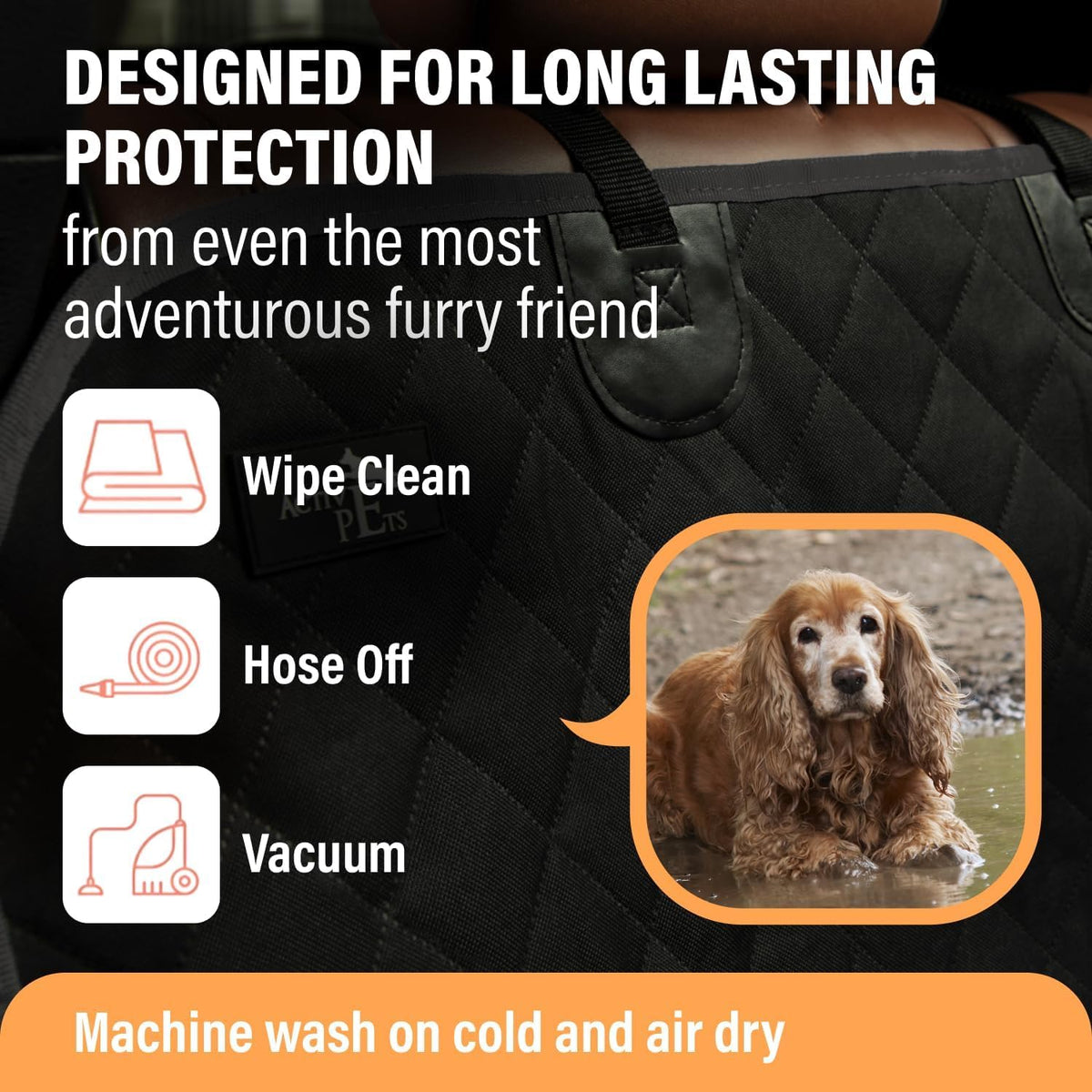 Dog Car Seat Cover for Back Seat (Orange / Standard (53" x 56"))