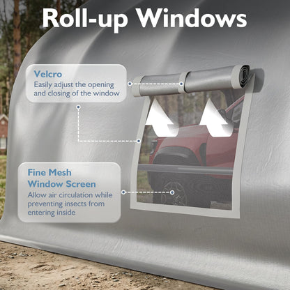 20x20 FT Heavy Duty Curved Carport (20x20 FT(Silver))