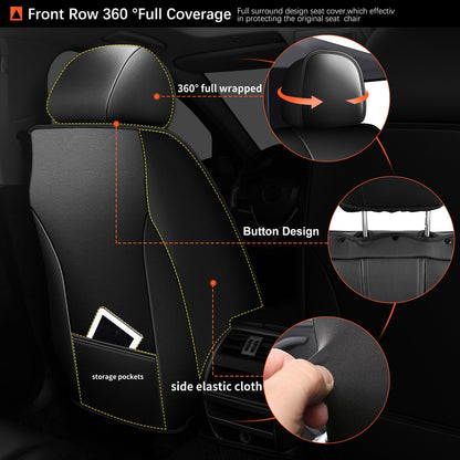 Front Seat Covers Fit for Nissan Leaf 2011 (015-Black / 118.Leaf 2011-2026-2 front seat covers only)