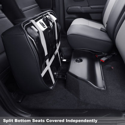 Tacoma Custom Fit Seat Covers for 2016 ((2016-2023 Crew) Full Set / Black & Gray)
