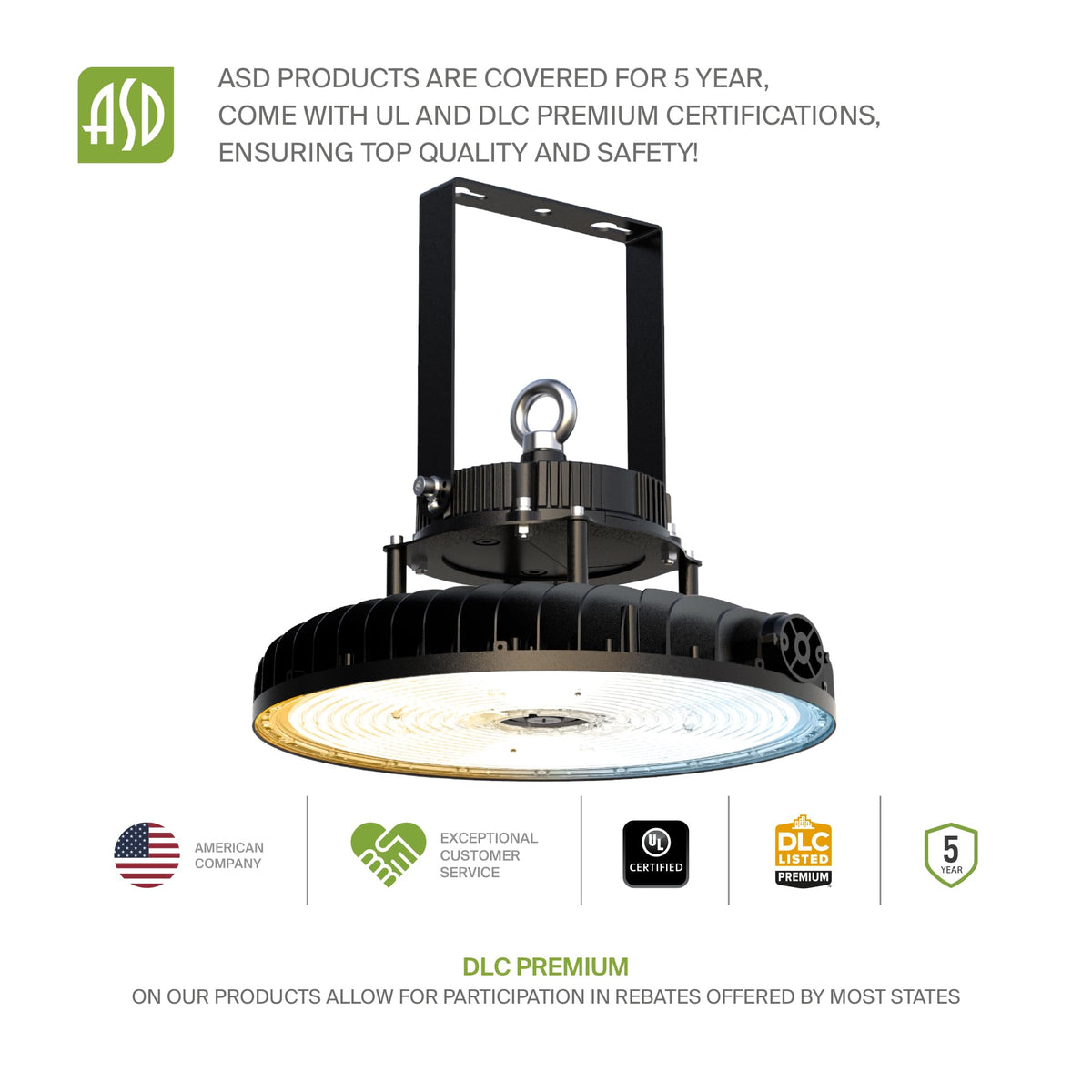 500W LED High Bay UFO Lighting (Black)